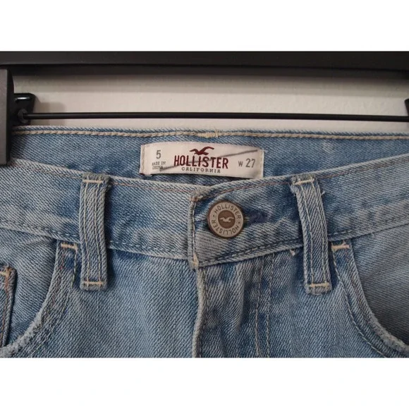 Hollister Distressed Denim Jean Shorts Ripped Bandana Patches Light Wash Women's - Picture 4 of 7